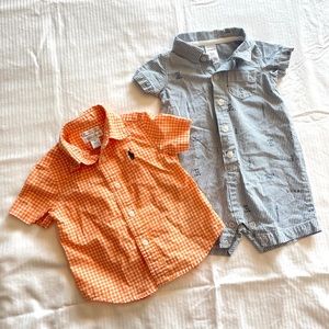 9mo baby boy summer cotton bundle, Ralph Lauren, romper, blue orange